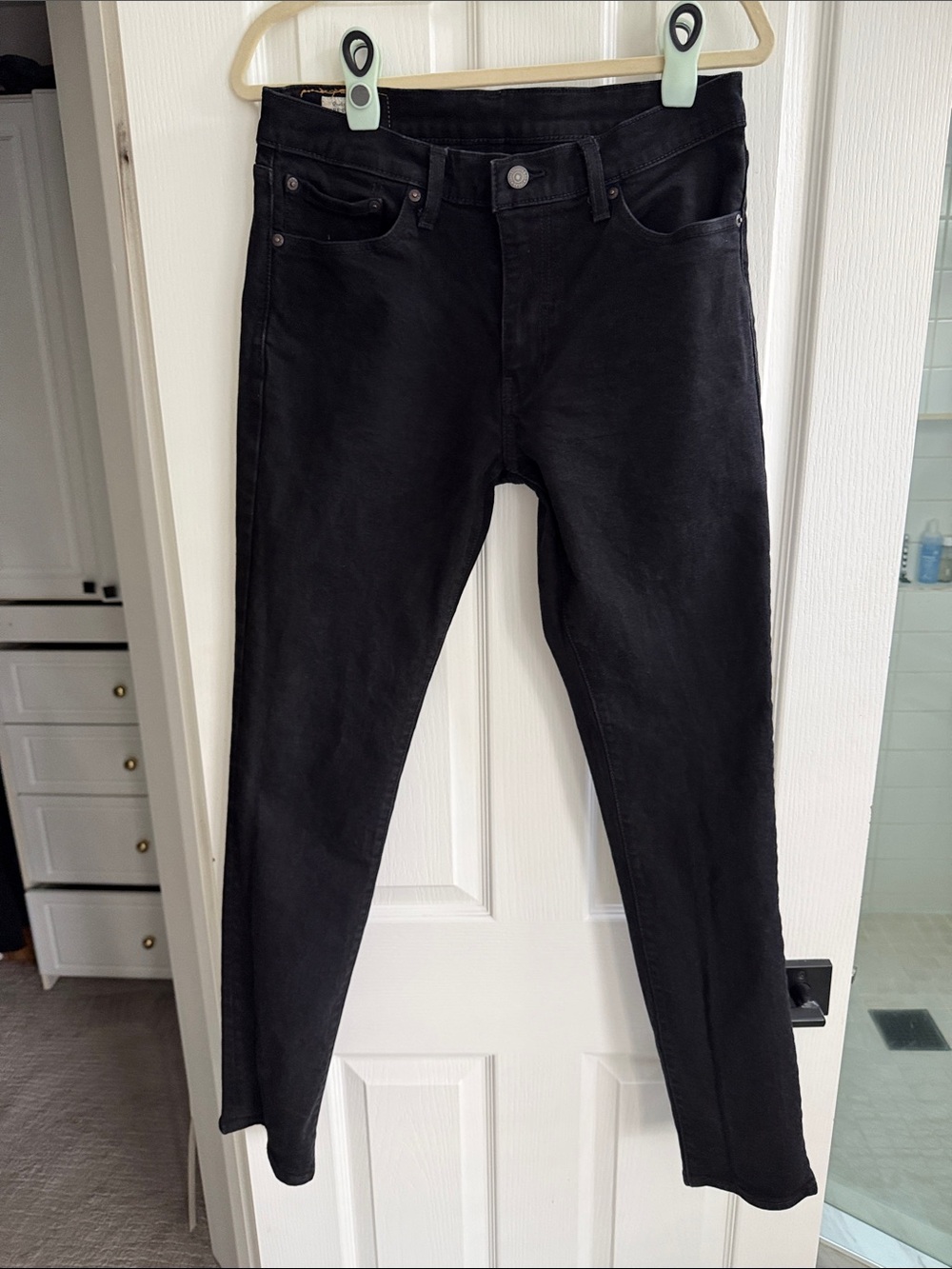 Levi's 511 Black Jeans with Tan Leather Patch- W33xL34